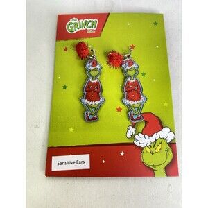 Dr. Seuss How the Grinch Stole Christmas Pom Pom Dangle Earrings Sensitive Ears